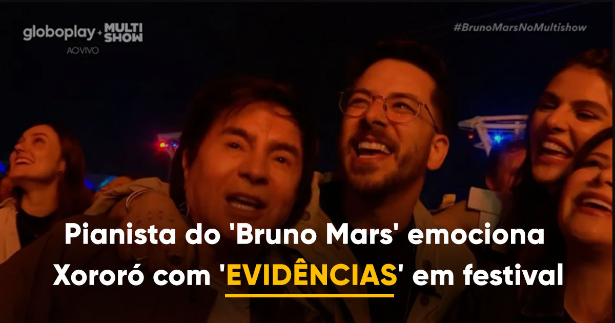 No show de Bruno Mars, Xororó se emociona ao ouvir Evidências na